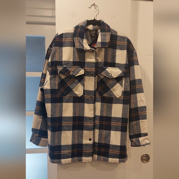 HFX Jackets & Blazers - Navy Plaid Utility Jacket for Women